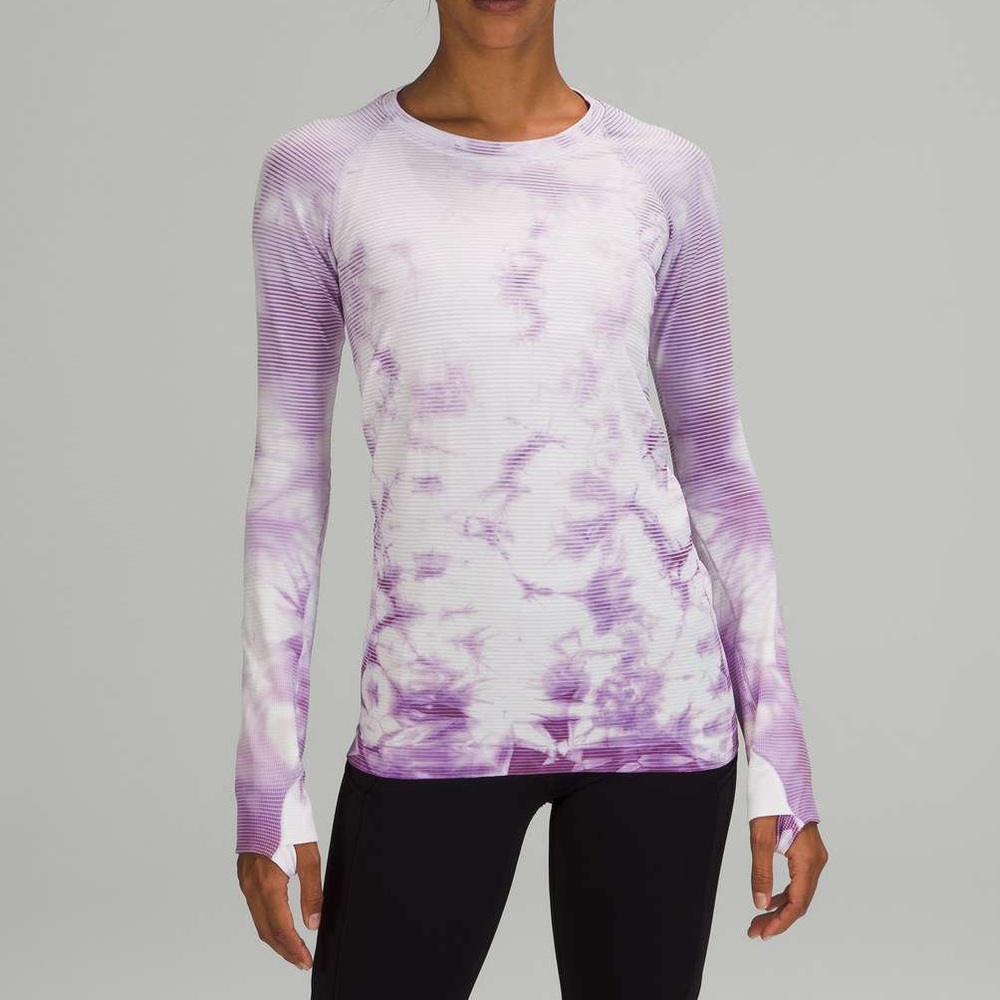 Lululemon Swiftly Tech Long Sleeve Shirt 2.0 Shibori Stripe Wisteria Purple